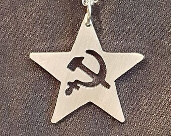 Satin Finish Solidarity recycled aluminum pendant necklace