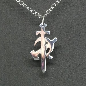 H&S Sword recycled aluminum pendant necklace
