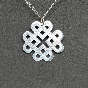 Celtic Four Heart Knots recycled aluminum pendant necklace