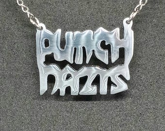 Punch recycled aluminum necklace