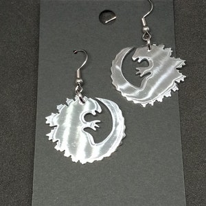 Atomic recycled aluminum dangle/drop earrings