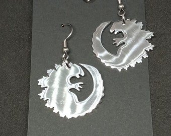 Atomic recycled aluminum dangle/drop earrings