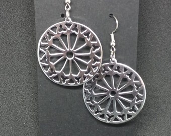 Medallion recycled aluminum dangle/drop earrings