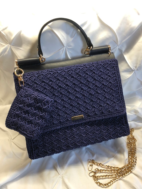 Handbag "Belle", luxurious midnight blue, unique, handmade, in Dolce & Gabbana style, fashionable, elegant, exquisite, chic and unusual
