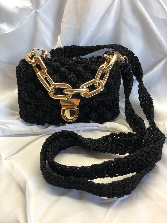 Handbag "Megan", luxurious black, handmade, fashionable, elegant, exquisite, chic and unusual