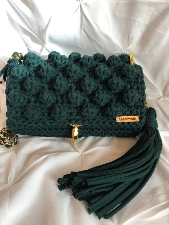 Handbag "Lolo", luxurious dark green, handmade, fashionable, elegant, exquisite, chic and unusual