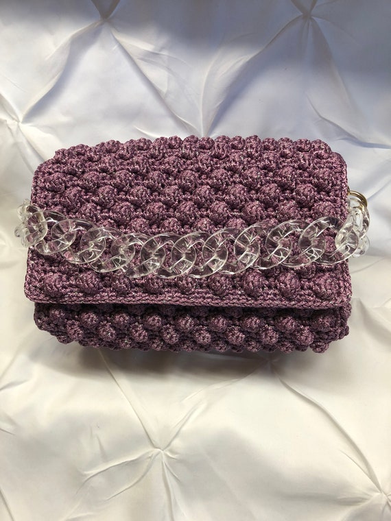 Handbag "Sara", luxurious purple lilac, handmade, fashionable, elegant, exquisite, chic and unusual