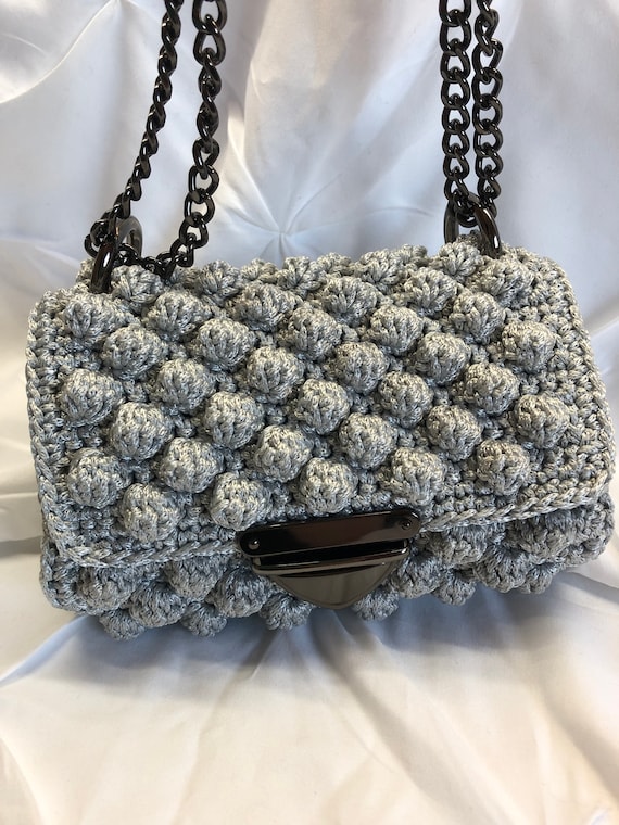 Handbag "Megan", luxurious silver, handmade, fashionable, elegant, exquisite, chic and unusual
