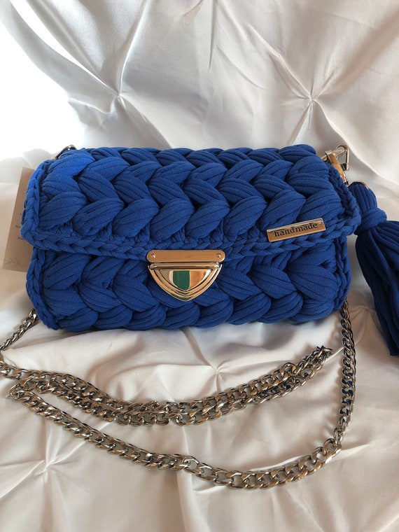 Handbag "Kissy", luxurious royal blue, handmade, fashionable, elegant, exquisite, chic and unusual