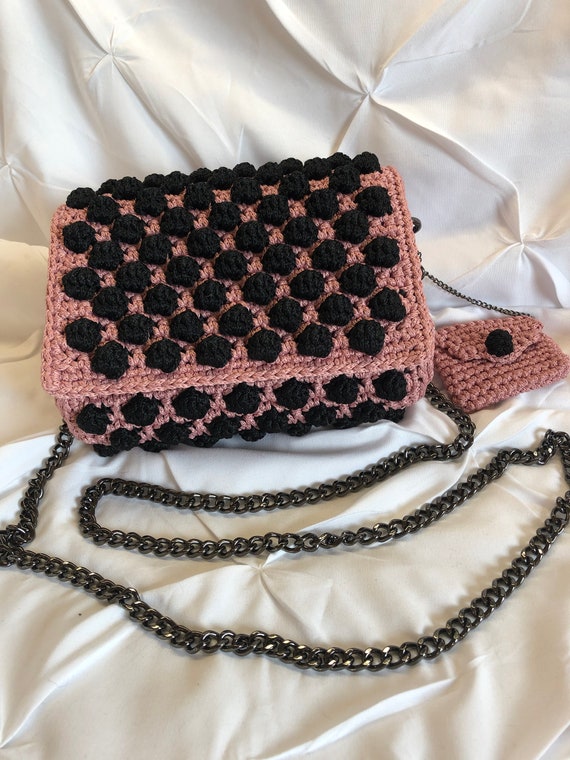 Handbag "Polly", luxurious pink-black, handmade, fashionable, elegant, exquisite, chic and unusual