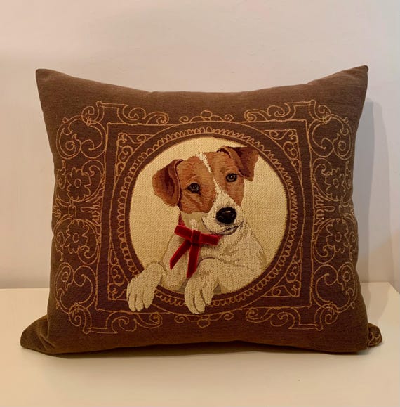 Cushion cover, Jack Russell Terrier, approx. 50 x 50 cm, decorative item, dog, country style, rustic