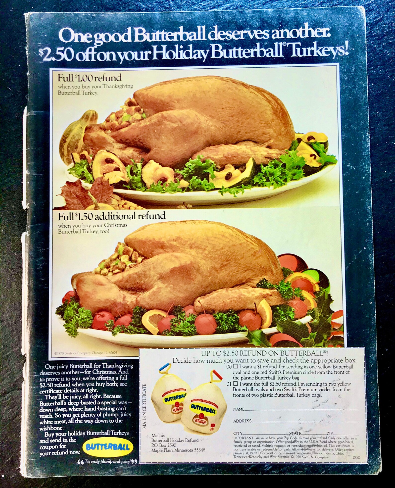 1978 Butterball Turkey Print Ad with Coupon | Etsy