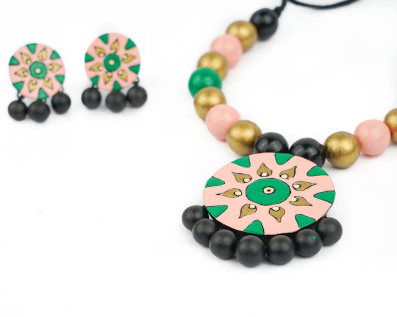 Terracotta Journey Natural Earthen Organic Clay Handmade Ethnic Jewellery Set for Casual and Festive Occasion