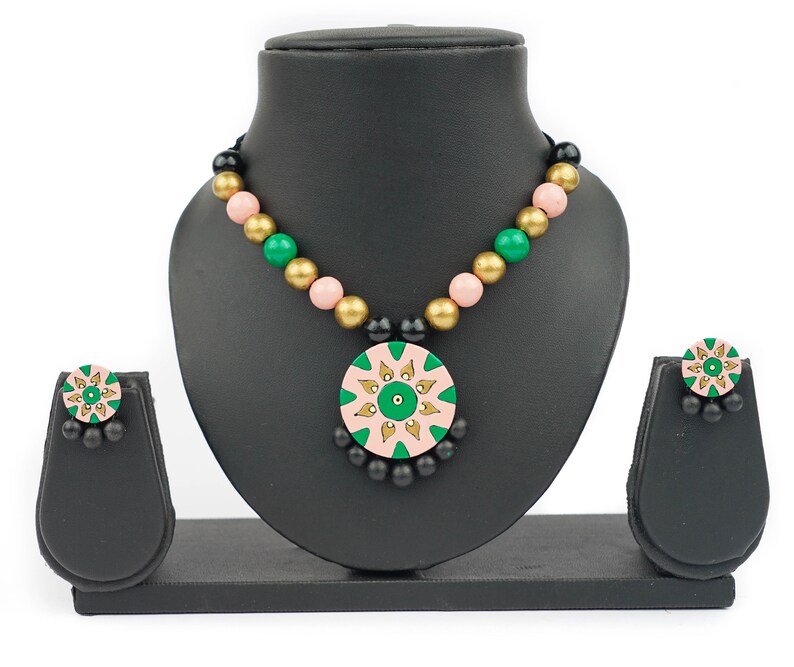Terracotta Journey Natural Earthen Organic Clay Handmade Ethnic Jewellery Set for Casual and Festive Occasion