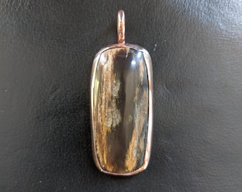 Copper petrified wood pendant