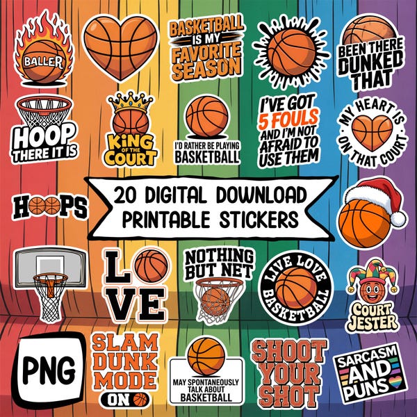 Basketball Stickers - Etsy
