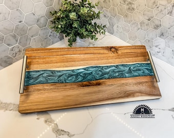 Personalized Epoxy Resin Charcuterie Board with Acacia Wood- 18" x 9"