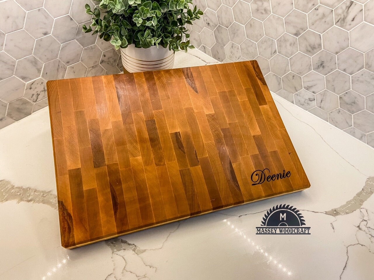 Round End Grain Chopping Block designed by John McLeod, Made in USA