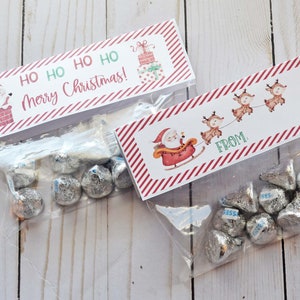 Christmas Treat Bag Toppers, Printable Christmas Treat Toppers, Holiday Favors, Santa Treat Bag Toppers, Instant Download, Printable