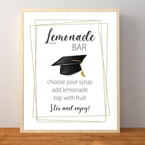 Graduation Lemonade Bar Sign, Graduation Party Drink Station Decorations, Lemonade Bar Menu Instructions, Instant Download Printable