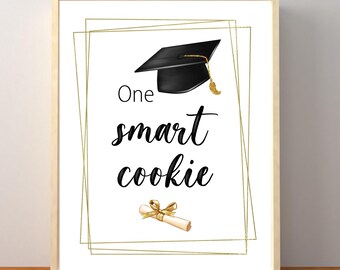 Placa de Formatura "Um Biscoito Inteligente", Sobremesa de Formatura, Decorações de Formatura, Placa para Mesa de Doces de Formatura, Download Instantâneo para Impressão