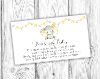 Elephant Books for Baby Card, Books Invitation Insert, Please Bring a Book Instead of a Card, Gender Neutral Baby Shower, Instant Printable