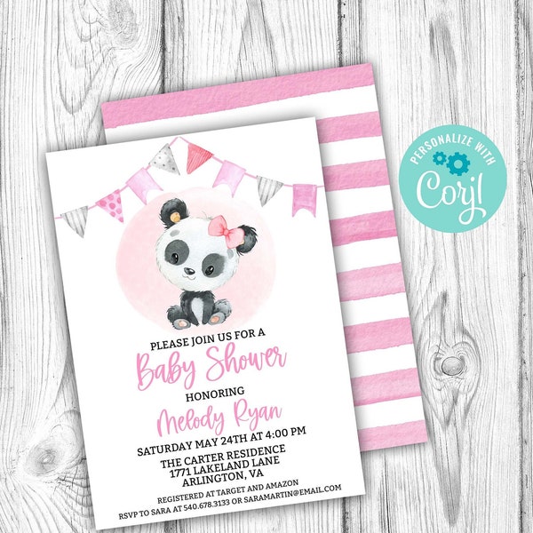 Panda Invitation - Etsy