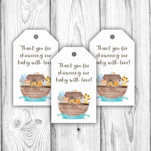 Noah&#39;s Ark Favor Tags, Noahs Ark Baby Shower, Noahs Ark Baby Shower Favor Tags, Noahs Ark Gift Tags, Gift Tag, Instant Download Printable