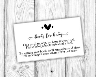 Books for Baby Card, Books for Baby Invitation Insert, Please Bring a Book Instead of a Card, Minimalist Baby Shower, Instant Printable