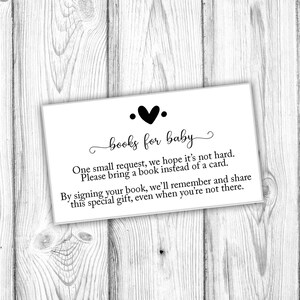 Minimalistische boeken voor babykaart, uitnodiging voor boeken invoegen, neem een boek mee in plaats van een kaart, genderneutraal, Instant Download afdrukbaar