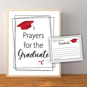 Letrero con oraciones para los graduados, decoraciones para fiestas de graduación, letreros de mesa de graduación en rojo y negro, descarga instantánea para imprimir