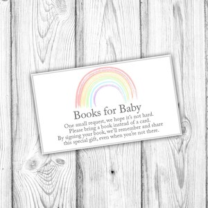 Regenboog babyboeken voor babykaart, boeken voor baby-uitnodiging invoegen, breng een boek mee in plaats van een kaart, Instant Download afdrukbare