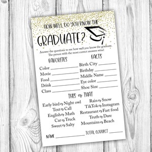 How Well Do You Know the Graduate, Graduation Party Game, Graduation Decorations, Who Knows The Graduate Best, Instant Download Printable