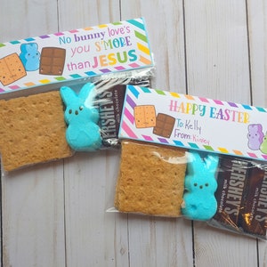 Easter S&#39;more&#39;s Bag Treat Toppers, Easter Smore, Christian No Bunny Loves You S&#39;more Than Jesus Bag Tag Favors, Instant Download Printable
