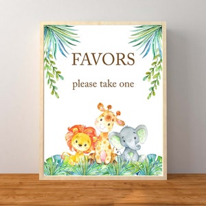 Safari Favors sign, Safari Baby Shower, Safari Baby Shower Favors, Gender Neutral Baby Shower, Favors Sign, Favor Sign, Printable