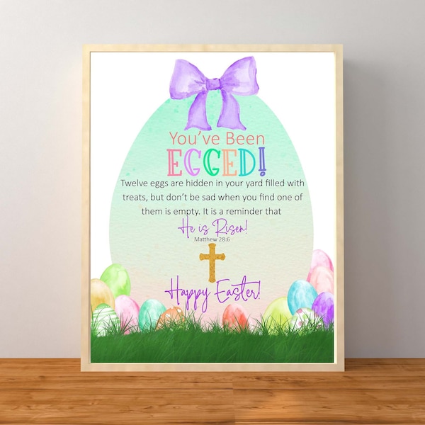 You've Been Egged Sign, Easter You've Been Egg'd Game, Egg Hunt Activity, Egged Yard Sign, Easter Gift Tag, Instant Download Printable