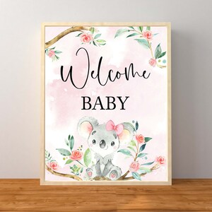 Koala Welcome Baby Sign, Welcome Baby Sign, Koala Welcome Baby Tabletop Sign, Blue Koala Baby Shower Decorations, Instant Download Printable