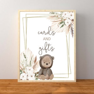 Brauner Bär Karten und Geschenke Schild, Gender Neutral Teddybär-Baby-Dusche-Dekoration, braun-Baby-Dusche-Zeichen, Instant Download druckbare