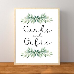 Greenery Cards and Gifts sign, Greenery Baby Shower, Cards and Gifts Sign, Greenery Shower, Bridal Shower Sign, Wedding Sign, Printable