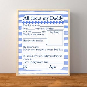All About My Daddy, Dad Printable, All About My Dad, Gift for Dad, Father&#39;s Day Gift, Dad Birthday Gift, Kid Questionnaire, Gift, Printable