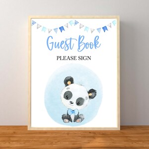 Guest Book Sign, Panda Guest Book Sign, Blue Panda Baby Shower, Baby Panda, Panda Baby Shower Decorations, Instant Download Printable