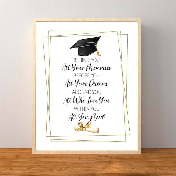 Graduation Print, Inspirational Quote, Graduation Party Sign, Graduation Decorations, Graduation Gift, Keepsake, Instant Download Printable