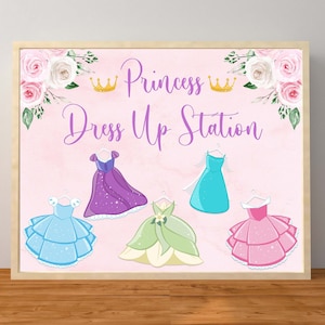 Princess Birthday Party, Princess Party Sign, Princess Dress Up Station, Princess Party, Princess Dress Up Sign, Instant Download Printable