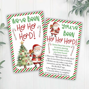 Christmas We&#39;ve Been Ho Ho Ho&#39;d, You&#39;ve Been Ho Ho&#39;d, Santa Game, You&#39;ve Been Elfed Sign and Instructions Kit, Instant Download Printable
