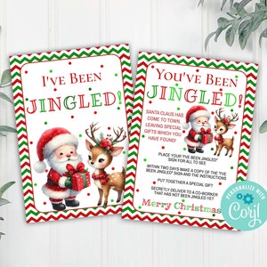 Editable Christmas Coworker You&#39;ve Been Jingled Sign and Instructions, I&#39;ve Been Jinged Game, Corjl Editable Template, Printable Download
