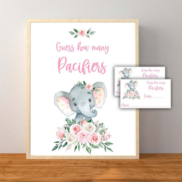 Guess How Many Pacifiers Baby Shower Game Etsy