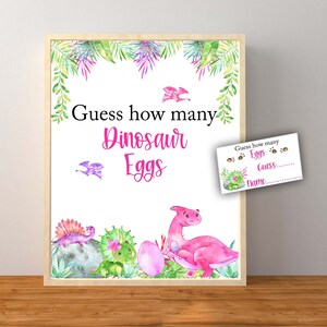 Guess How Many Dinosaur Eggs, Candy Baby Shower Game, Girl Dinosaur Baby Shower Decorations, Candy Guessing Game, Instant Download Printable
