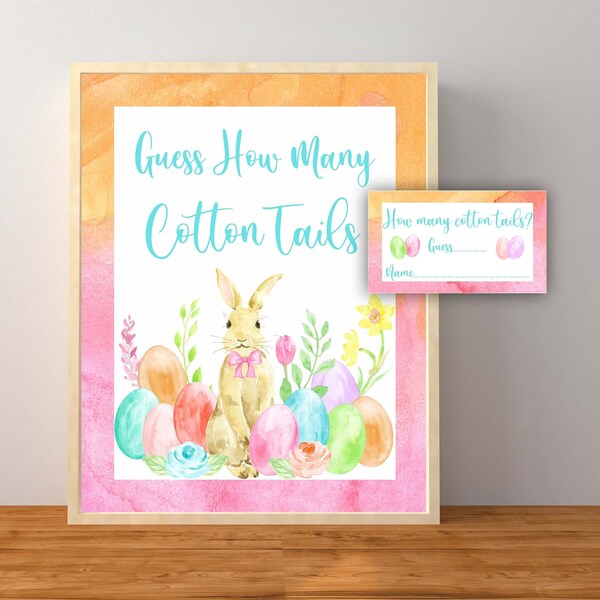 Easter Guess How Many Cotton Tails Guessing Game, Easter Party Candy Game, Bunny Game, Kids Easter Activity, Instant Download Printable