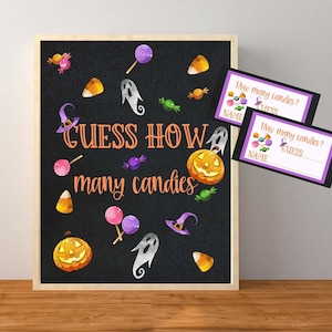 Halloween Guess How Many Candies, Halloween Printable, Guess How Many Candies Game, Halloween Decorations, Instant Download, Printable