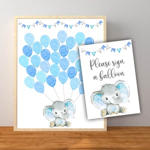 Gästebuch Zeichen, Elefant Gastbuch Zeichen, blauer Elefant-Baby-Dusche, Elefant Gast Zeichen, Elefant Ballon Zeichen, sofortiger Download druckbare